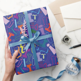 Alphabet Letter I Wrapping Paper - Blue