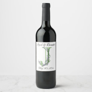 Alphabet letter J Lavender Eucalyptus Wine Label