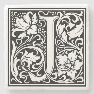 Alphabet Letter J Vintage Stone Coaster
