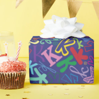 Alphabet Letter K Wrapping Paper - Navy Blue