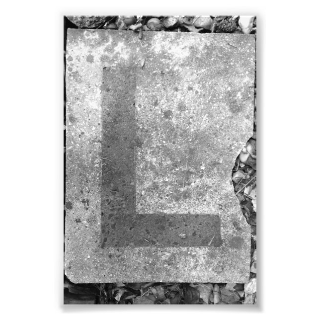 Alphabet Letter L Photography Black & White Photo Print (Front)