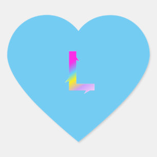 Alphabet letter L sticker. Heart Sticker