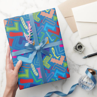 Alphabet Letter L Wrapping Paper - Blue