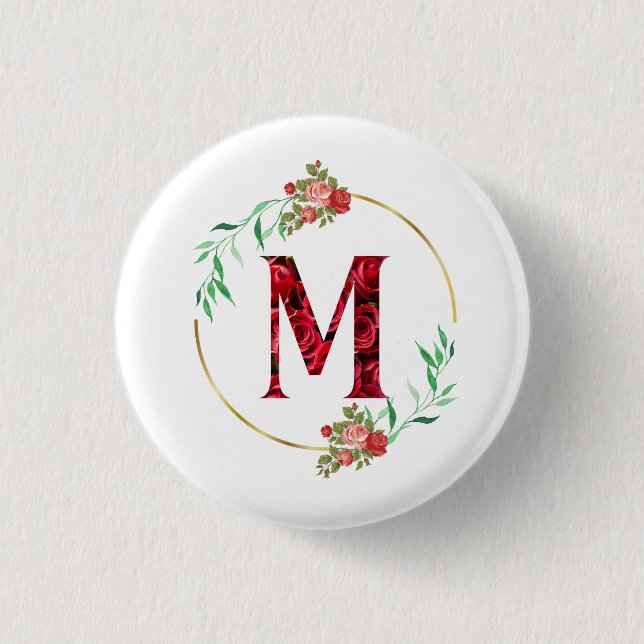 Alphabet Letter M  3 Cm Round Badge (Front)