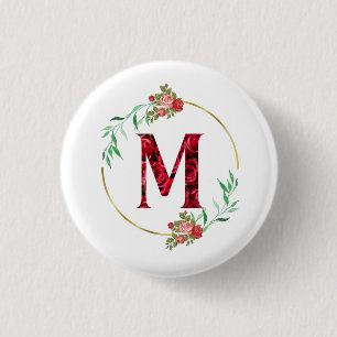 Alphabet Letter M  3 Cm Round Badge