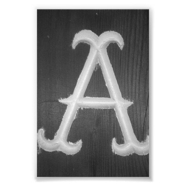 Alphabet Letter Photography A10 Black & White 4x6 Photo Print (Front)