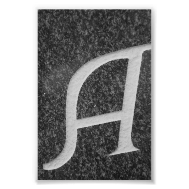 Alphabet Letter Photography A8 Black and White 4x6 Photo Print (Front)