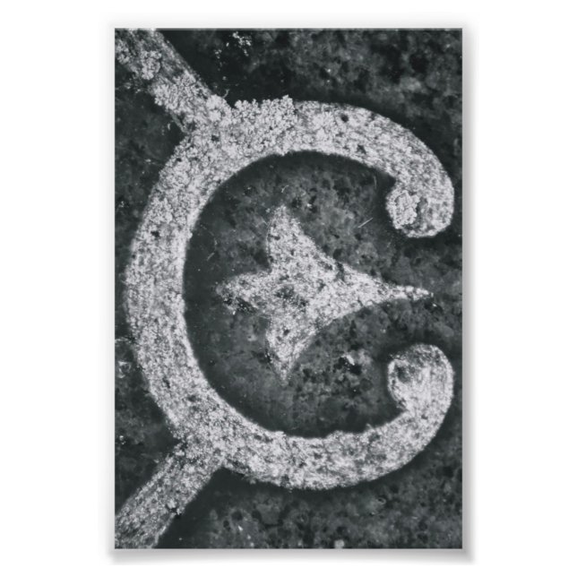 Alphabet Letter Photography C1 Black and White 4x6 Photo Print (Front)