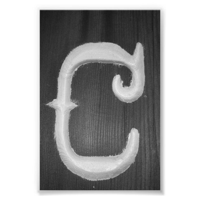 Alphabet Letter Photography C6 Black and White 4x6 Photo Print (Front)