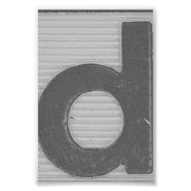 Alphabet Letter Photography D2 Black and White 4x6 Photo Print (Front)