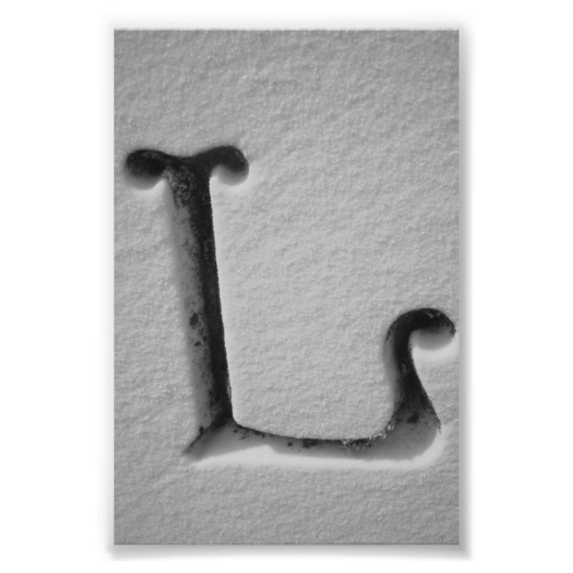 Alphabet Letter Photography L4 Black and White 4x6 Photo Print (Front)