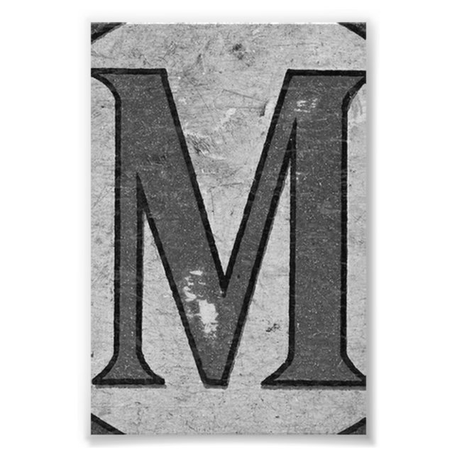 Alphabet Letter Photography M3 Black and White 4x6 Photo Print (Front)