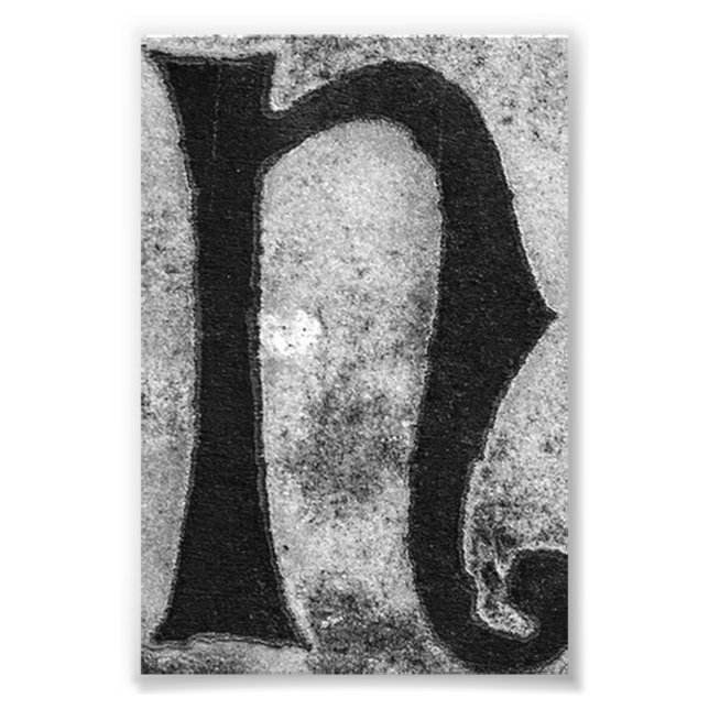 Alphabet Letter Photography N3 Black and White 4x6 Photo Print (Front)