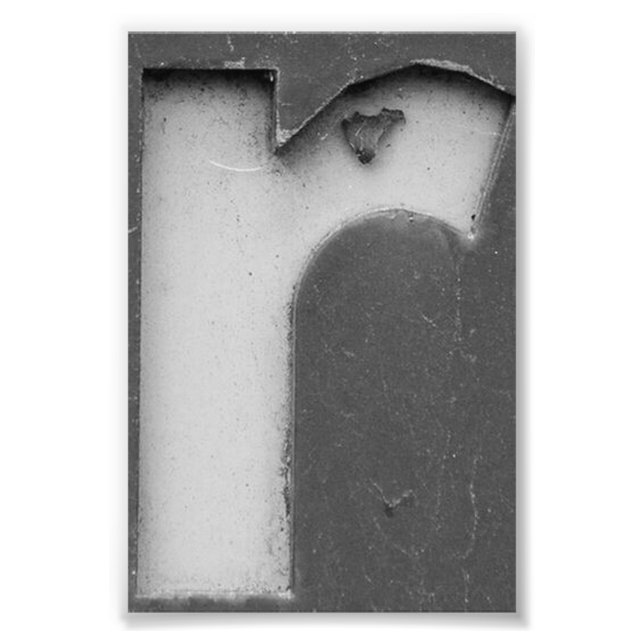 Alphabet Letter Photography R8 Black and White 4x6 Photo Print (Front)