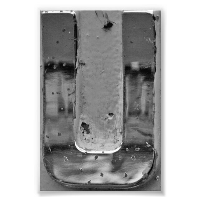 Alphabet Letter Photography U3 Black and White 4x6 Photo Print (Front)