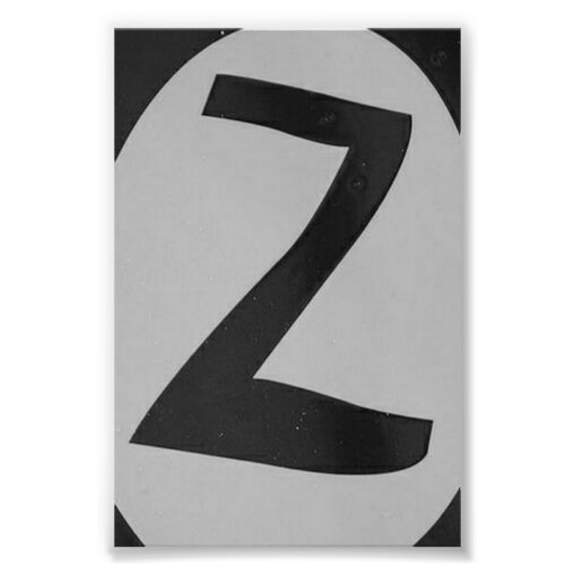 Alphabet Letter Photography Z1 Black and White 4x6 Photo Print (Front)