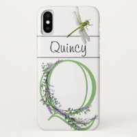 Alphabet letter Q Lavender Eucalyptus Dragonfly