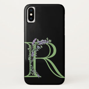 Alphabet letter R watercolor Lavender Eucalyptus iPhone X Case