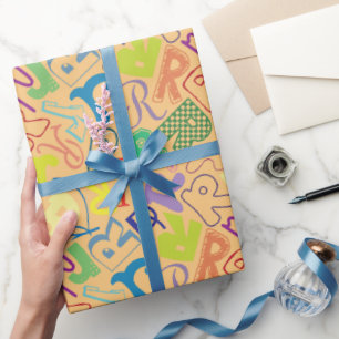 Alphabet Letter R Wrapping Paper - Orange
