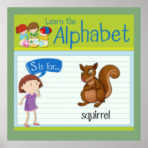 Alphabet  Letter S Is For Squirrel  Poster