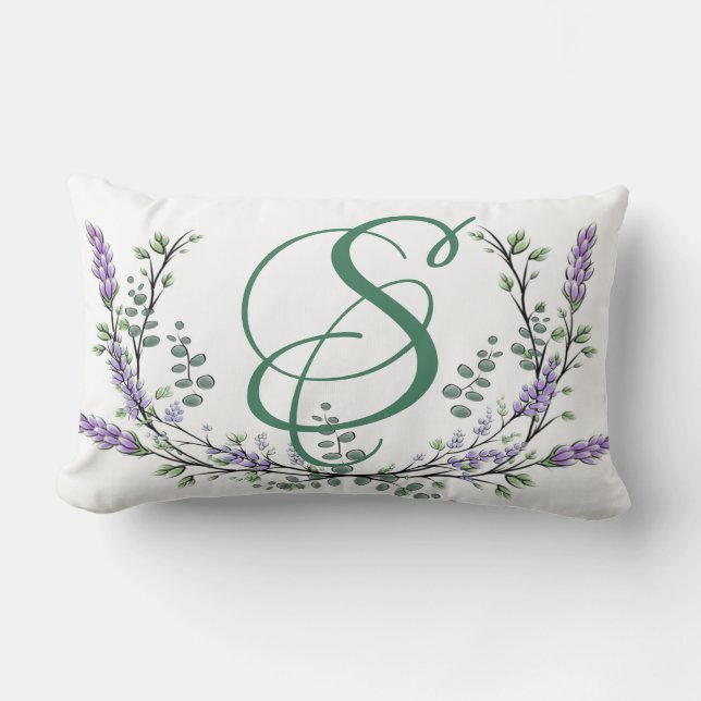 Alphabet letter S Lavender Eucalyptus Lumbar Cushion (Front)
