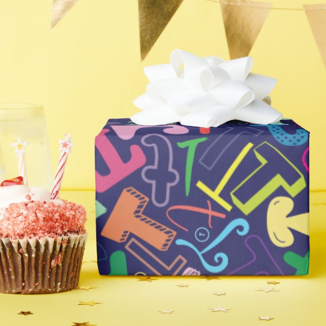 Alphabet Letter T Wrapping Paper - Navy Blue (Birthday Party)