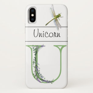 Alphabet letter U Lavender Eucalyptus Dragonfly iPhone X Case