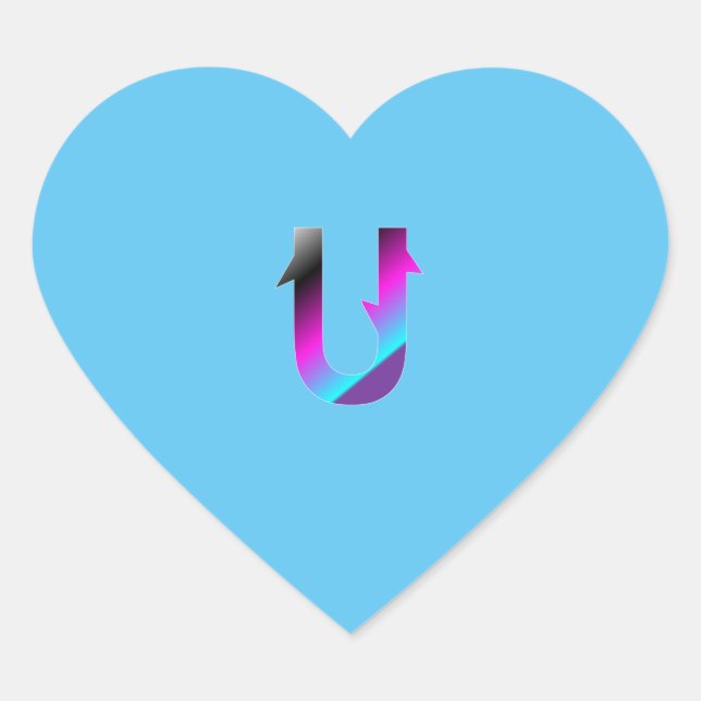 Alphabet letter U sticker. Heart Sticker (Front)