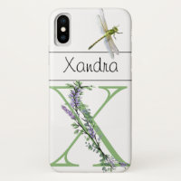 Alphabet letter  X Lavender Eucalyptus Dragonfly
