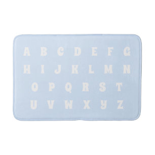 Alphabet Letters Abc pattern light blue white kids Bath Mat