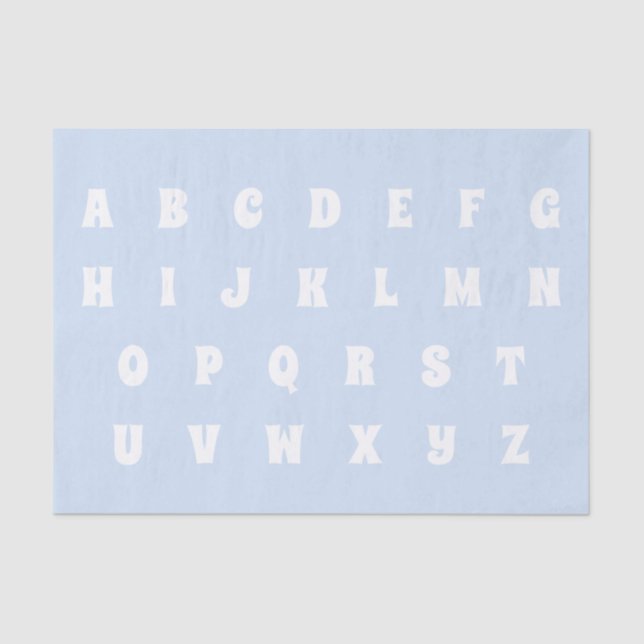 Alphabet Letters Abc pattern light blue white Tissue Paper (Front)