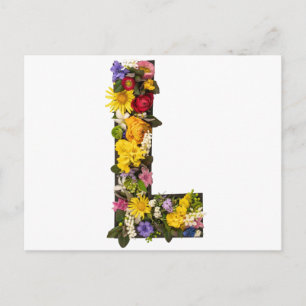 Alphabet letters flowers postcard