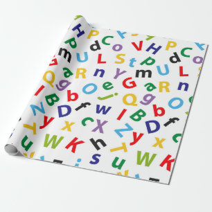 Alphabet Letters in Rainbow Colors Wrapping Paper
