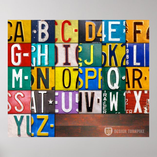 Alphabet Letters License Plate Art Poster (Front)