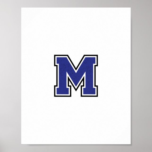 Alphabet M in Blue Colour Poster (Front)