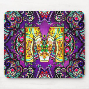 Alphabet M mandala Mouse Mat