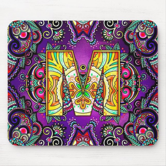 Alphabet M mandala Mouse Mat (Front)