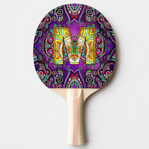 Alphabet M mandala Ping Pong Paddle