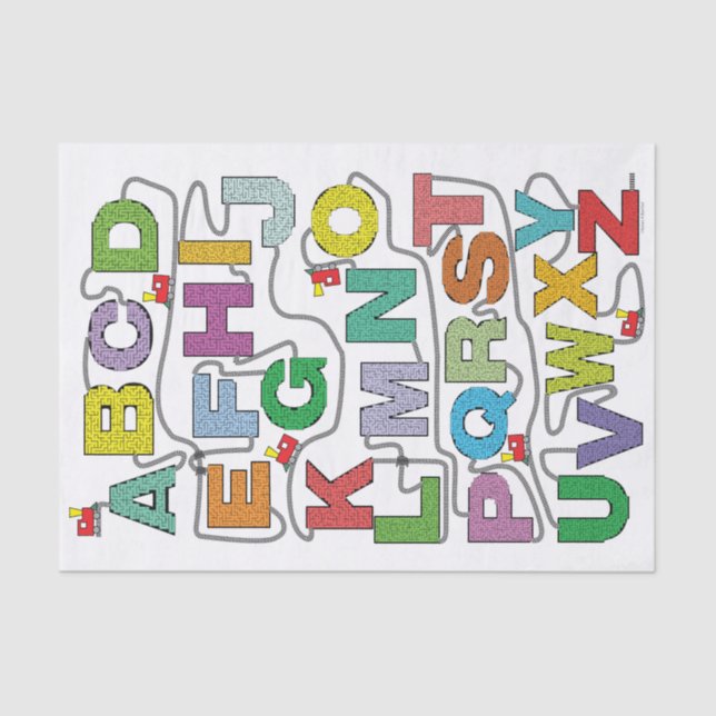 Alphabet Maze Puzzles Railroad Tissue Paper (Front)