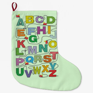 Alphabet Maze Train Poster Large Christmas Stocking