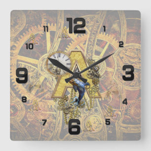 Alphabet, Monogram A Square Wall Clock