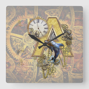 Alphabet, Monogram A Square Wall Clock