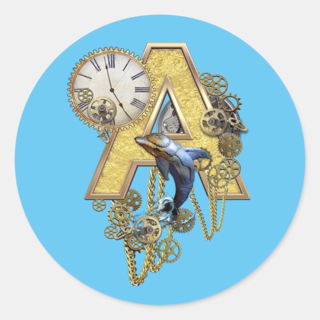 Alphabet-monogram capital-letter A  Classic Round Sticker (Front)