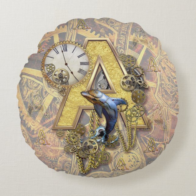 Alphabet-monogram capital-letter A Round Cushion (Front)