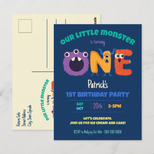 Alphabet Monsters 1st Birthday Our Little Monster  Postcard
