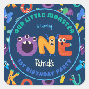 Alphabet Monsters 1st Birthday Our Little Monster Square Sticker