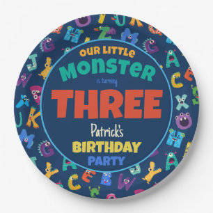 Alphabet Monsters Birthday Little Monster Add Age Paper Plate