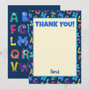 Alphabet Monsters Birthday Party ABC Thank You Invitation