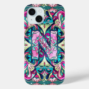 Alphabet N mandala  iPhone 15 Case