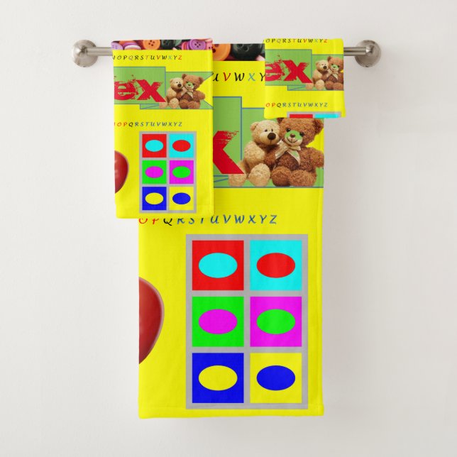 Alphabet Numbers Bathroom Towel Sets (Insitu)